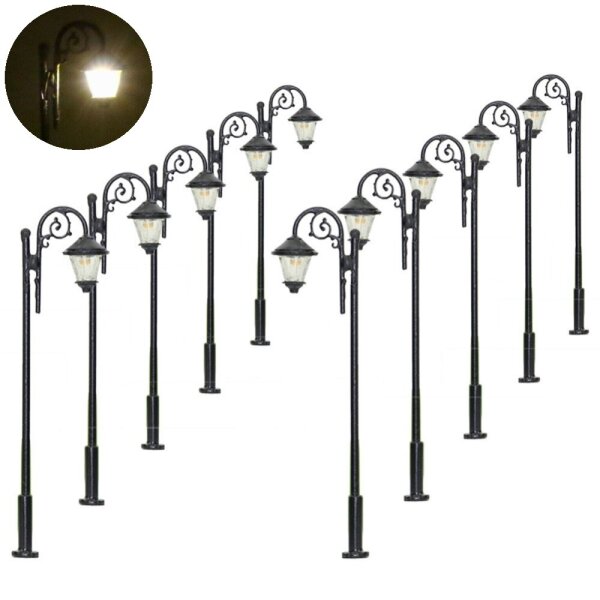 LED Straßenlampen H0 TT Lampen Leuchten 6,5cm Laternen Modellbahn 10 Stück S105