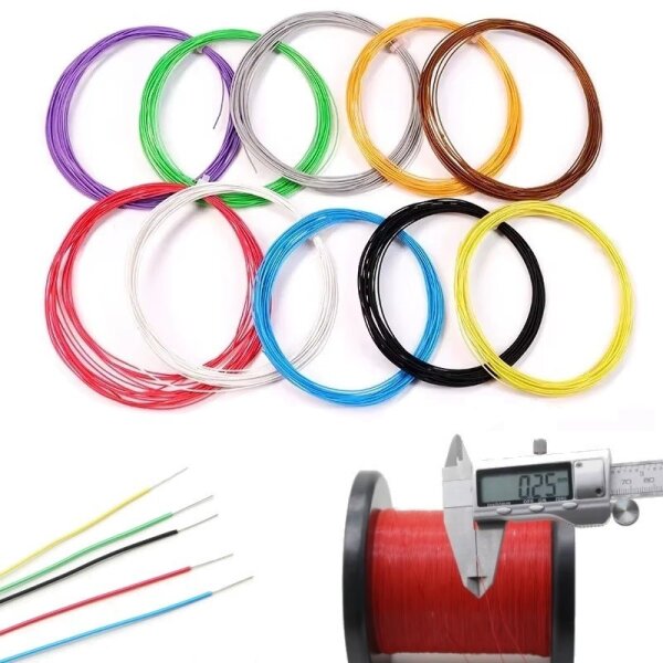 Microkabel Draht 36 AWG super dünnes Mikro Kabel Ø 0,25mm Kupfer versilbert 10m