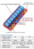 1/2/4/8-Kanal Relais Modul 5V 12V 24V Optokoppler Multi Relay High/Low Trigger