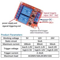 1/2/4/8-Kanal Relais Modul 5V 12V 24V Optokoppler Multi Relay High/Low Trigger