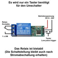 Relaisplatine Relais bistabil 6-24V DC 1xUM nur 1-Taster Relaismodul Relay S853