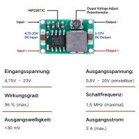 Spannungsregler MH Mini 360 DC-DC regelbar Step-Down Converter Modul 4,75V-23V