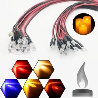 Flacker LED 3mm 5mm 12V Kabel angelötet Flackerlicht...
