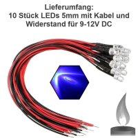 Flacker LED 3mm 5mm 12V Kabel angelötet Flackerlicht Kerze Lagerfeuer Feuer LEDs