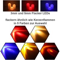 Flacker LED 3mm 5mm 12V Kabel angelötet Flackerlicht Kerze Lagerfeuer Feuer LEDs