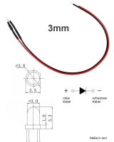 Flacker LED 3mm 5mm 12V Kabel angelötet Flackerlicht Kerze Lagerfeuer Feuer LEDs