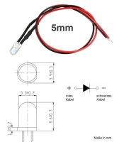 Flacker LED 3mm 5mm 12V Kabel angelötet Flackerlicht Kerze Lagerfeuer Feuer LEDs
