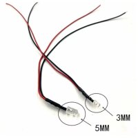 Flacker LED 3mm 5mm 12V Kabel angelötet Flackerlicht Kerze Lagerfeuer Feuer LEDs