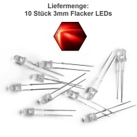 Flacker LED 3mm 5mm Flackerlicht Kerze Lagerfeuer Feuer Flamme LEDs 10 Stück
