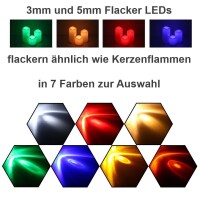 Flacker LED 3mm 5mm Flackerlicht Kerze Lagerfeuer Feuer Flamme LEDs 10 Stück