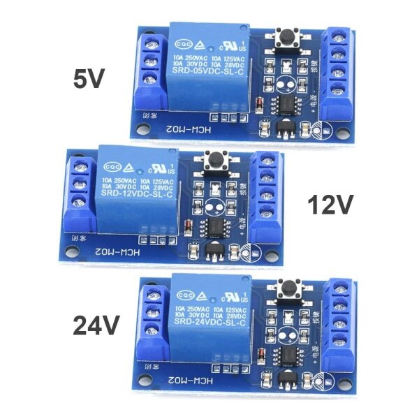 Relaisplatine Relais bistabil 5V 12V 24V DC 1xUM nur 1-Taster Relaismodul Relay