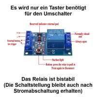 Relaisplatine Relais bistabil 5V 12V 24V DC 1xUM nur 1-Taster Relaismodul Relay