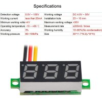 LED Voltmeter mini Einbau 0-100V Spannung Digital LED Anzeige 0.28 Zoll Display