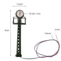 Bahnhofsuhr Uhr Gittermast TT N 6cm 2 Stück mit LED Beleuchtung Bahnsteig S425