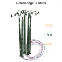 H0 Gittermastleuchten Lampen Gittermast LED Bahnleuchten Laternen 5 Stück A2140