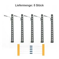 H0 Gittermastleuchten Lampen Gittermast LED Bahnleuchten Laternen 5 Stück A2141