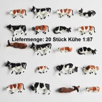 H0 Tiere Kühe 20 Stück schwarz / weiß + braun / weiß Bauernhof Weide Figuren F13