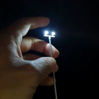 LED Flutlichtstrahler Flutlicht H0 Lampen Leuchten 2 Strahler Mast 5 Stück S175