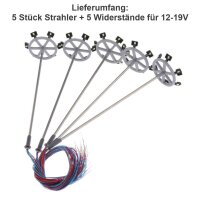 LED Flutlichtstrahler Flutlicht H0 Lampen Leuchten 6 Strahler Mast 5 Stück S249