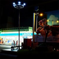 LED Flutlichtstrahler Flutlicht H0 Lampen Leuchten 6 Strahler Mast 5 Stück S249