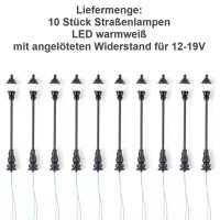 LED Straßenlampen H0 Lampen Leuchten Laterne variabel 6 - 7,5cm 10 Stück S548