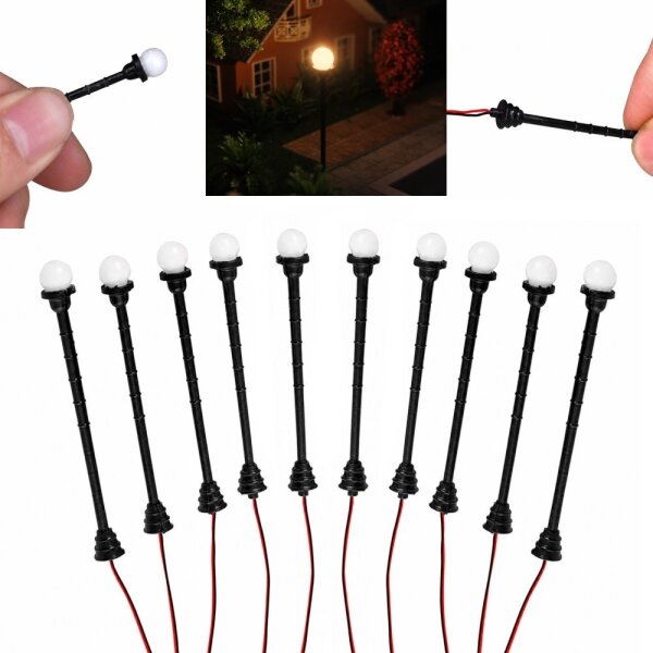 LED Straßenlampen H0 TT Lampen Leuchten Laterne variabel 4,5 - 6cm 10 Stück S549