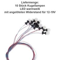LED Wegleuchten H0 13mm Lampen Kugel Leuchte Mauer Straßenlampen 10 Stück S561