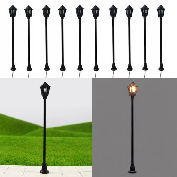 LED Straßenlampen H0 TT Lampen Leuchten Laterne variabel 4,5 - 7cm 10 Stück S825