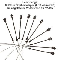 LED Straßenlampen H0 TT Lampen Leuchten Laterne variabel 4,5 - 7cm 10 Stück S825
