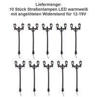 LED Straßenlampen H0 TT Lampen Leuchten Laternen variabel 5 - 7cm 10 Stück S054