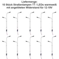 LED Straßenlampen H0 11cm TT 8cm N 5,5cm Laternen Leuchten Modellbahn 10 Stück