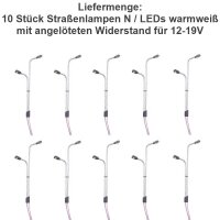 LED Straßenlampen H0 11cm TT 8cm N 5,5cm Laternen Leuchten Modellbahn 10 Stück
