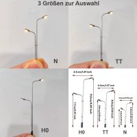 LED Straßenlampen H0 11cm TT 8cm N 5,5cm Laternen Leuchten Modellbahn 10 Stück