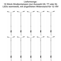 LED Straßenlampen H0 11cm TT 8cm N 5,5cm Laternen Leuchten Modellbahn 10 Stück