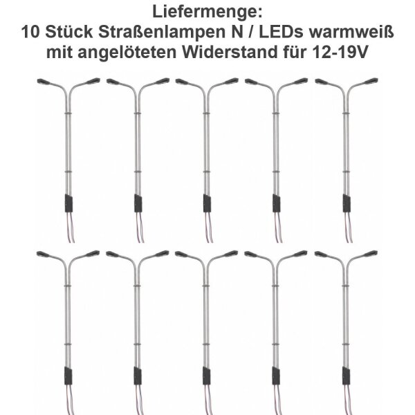 LED Straßenlampen H0 11cm TT 8cm N 5,5cm Laternen Leuchten Modellbahn 10 Stück N 5,5cm 10 Stück Straßenlampen