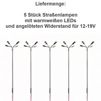LED Straßenlampen H0 11cm 4-flammig Lampen Leuchten Laternen 5 Stück A2058