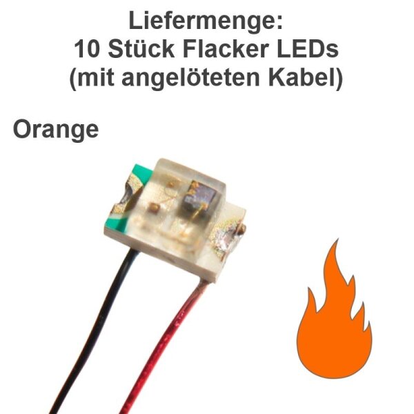 Flacker LED 0805 SMD flackernd Flackerlicht Kerze Lagerfeuer Feuer LEDs 10 Stück orange mit Kabel 10 Stück