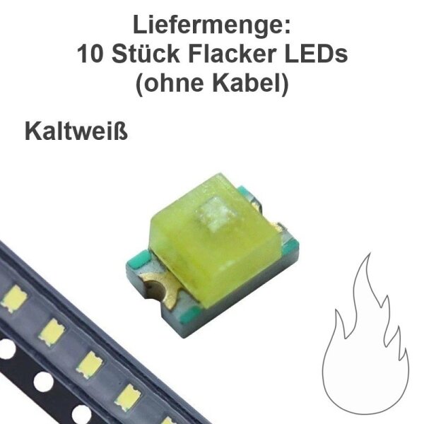Flacker LED 0805 SMD flackernd Flackerlicht Kerze Lagerfeuer Feuer LEDs 10 Stück kaltweiß ohne Kabel 10 Stück