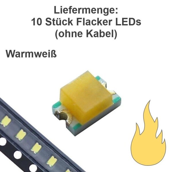 Flacker LED 0805 SMD flackernd Flackerlicht Kerze Lagerfeuer Feuer LEDs 10 Stück warmweiß ohne Kabel 10 Stück
