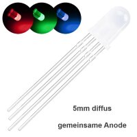 RGB LED 5mm 4-Pin Kurzkopf Strohhut LEDs klar diffus gemeinsame Kathode / Anode