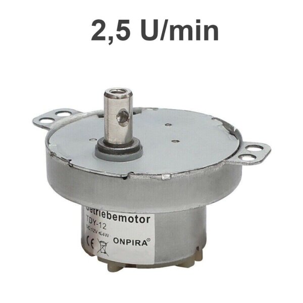 Getriebemotor 12V DC Langsamläufer Motor Modellbau Karussell Drehscheibe 1-80RPM 2,5 U/min