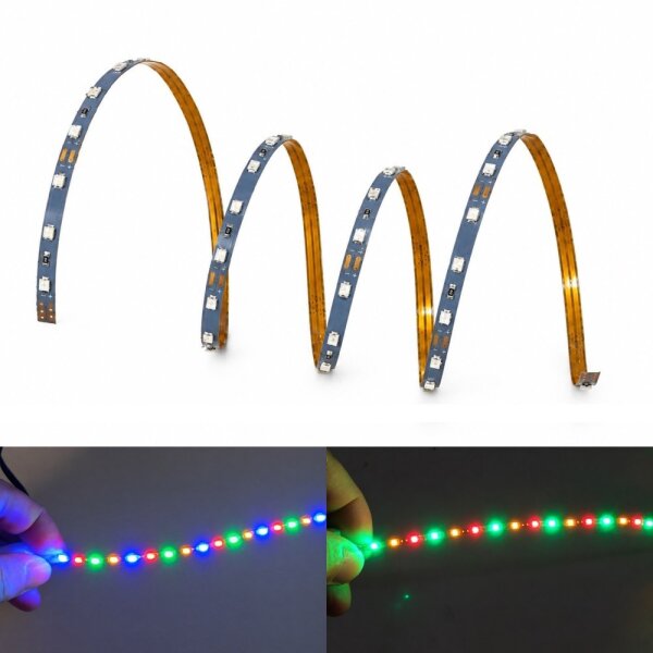 Mini LED Lichterkette 2,5mm schmal 50cm 60 LEDs Modellbahn Kirmes Markt Disco RC