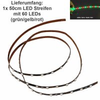 Mini LED Lichterkette 2,5mm schmal 50cm 60 LEDs Modellbahn Kirmes Markt Disco RC