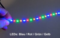 Mini LED Lichterkette 2,5mm schmal 50cm 60 LEDs Modellbahn Kirmes Markt Disco RC