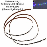 Mini LED Lichterkette 2,5mm schmal 50cm 60 LEDs Modellbahn Kirmes Markt Disco RC