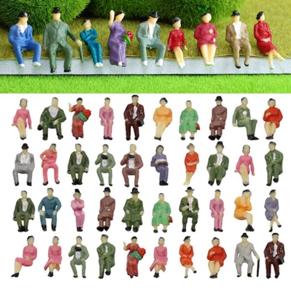 Figuren sitzende Reisende 1:87 für Waggons Spur H0 Konvolut Set 50 Stück F29