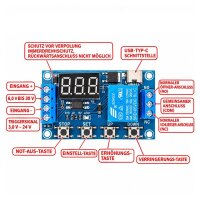 Zeitschalter Timer Zeitrelais Verzögerungs Relais programmierbar 5V 6-30V S113