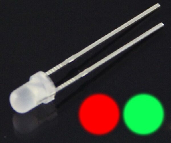 DUO LED 3mm Bi-Color rot / grün diffus bicolor red / green LEDs 10 Stück S526