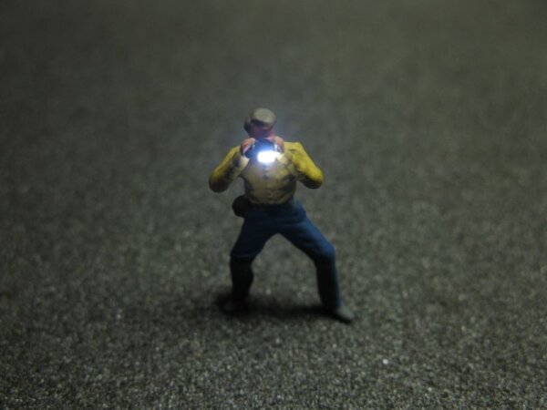 Figuren LED Beleuchtung 1:87 H0 Fotograf Radfahrer Motorroller beleuchtet Fotograf Junger Mann