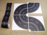 H0 Straßenfolie Straße Asphalt schwarz 100cm gerade + 8x Kurve selbstklebend Set
